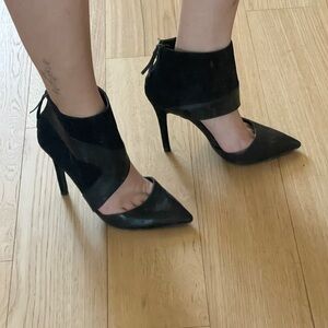 Zara Trafaluc Black Leather Pump / Booty Hybrids